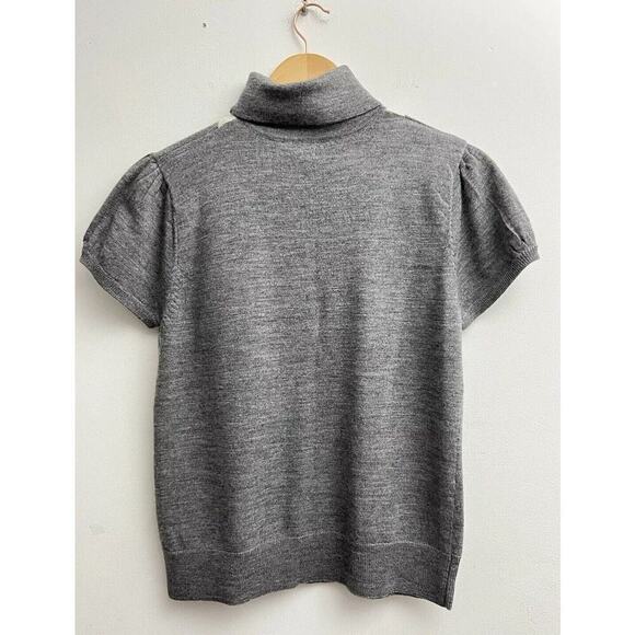 Tweeds Women’s Sz L Gray Blk Argyle 100% Merino Wool Turtleneck Sweater Academia - Picture 4 of 7